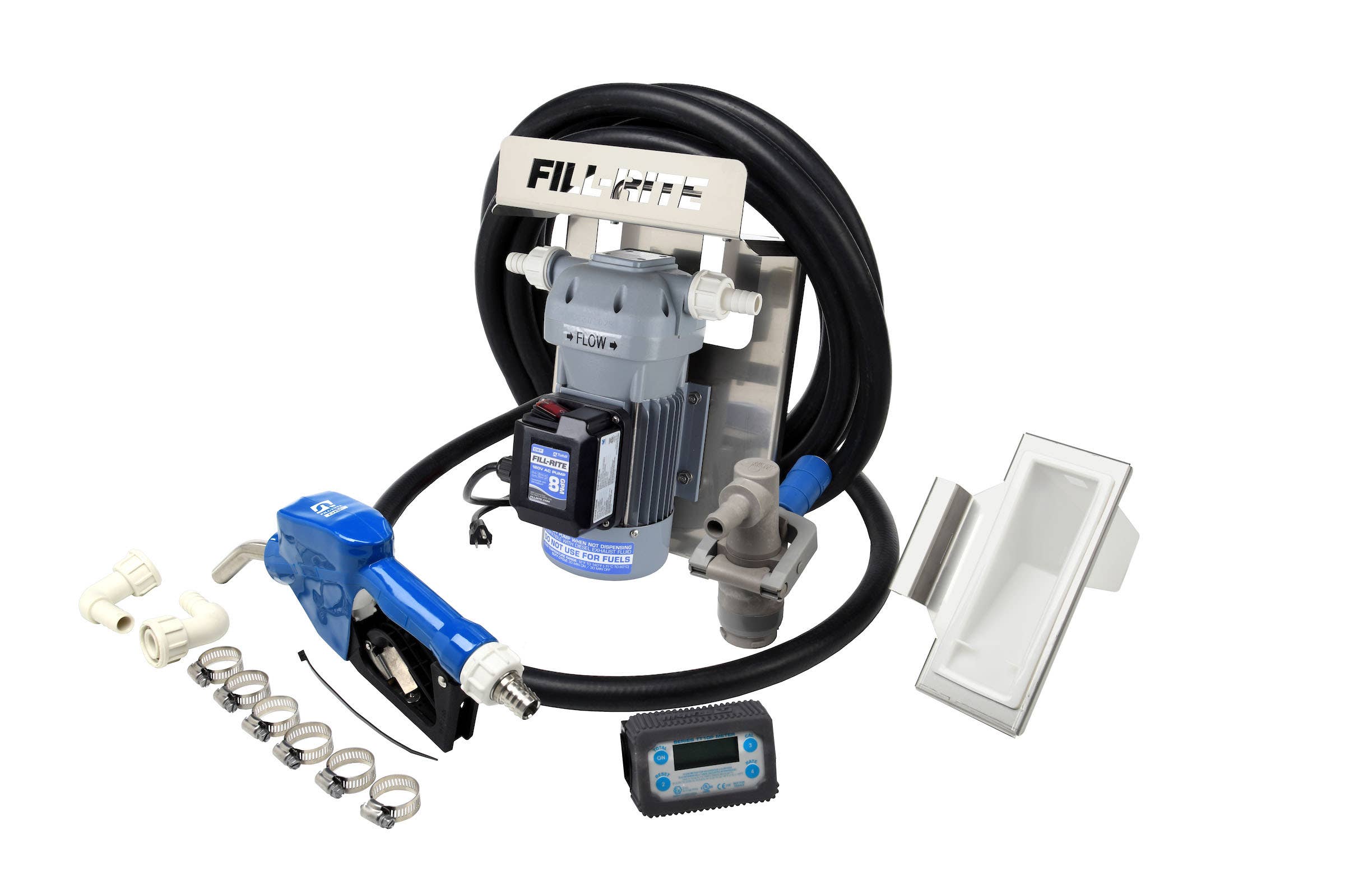 Micromatic RPV Dispense Coupler Suction Hose Fill-Rite DF120CAT520 8 GPM 120V DEF Transfer Pump w/Auto Nozzle & Power Cord Tote Bracket TT10 Meter Discharge Hose 