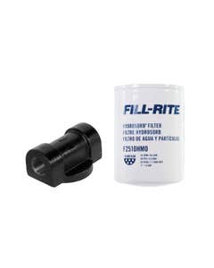 Fill-Rite 1210KTF7026 10 micron hydrosorb filter and filter head kit for fuel transfer. Flay-lay view.