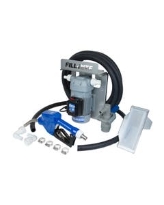 Fill-Rite DF120CAN520-RP 120V AC 8 GPM DEF transfer pump with tote bracket and auto nozzle.