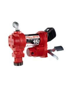 Fill-Rite FR604H 115V AC 15 GPM fuel transfer pump for diesel gasoline and more. Left side view.