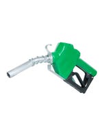 Fill-Rite N075DAU10 automatic dispensing nozzle with a 0.75 inch inlet and a diesel-sized outlet spout. Green cover.