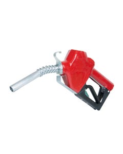 Fill-Rite N075UAU10 automatic dispensing nozzle with a 0.75 inch inlet and a gasoline-sized outlet spout. Red cover.