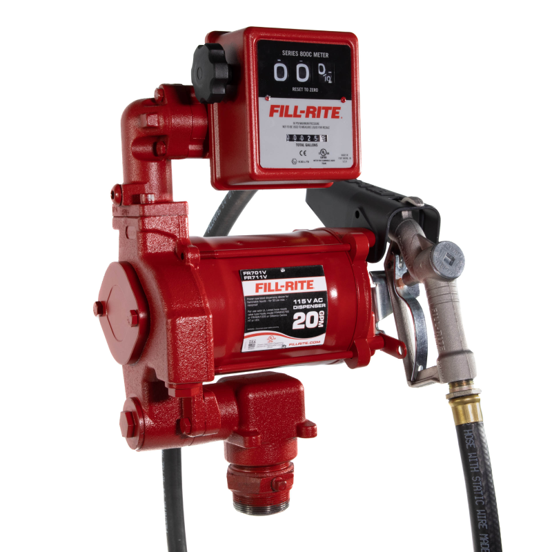 Fill-Rite FR311VB 115/230V AC High Flow Fuel Transfer Pump w/ Auto Nozzle &  Meter - 35 GPM